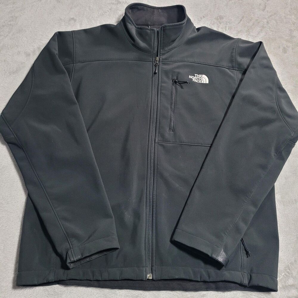 The North Face Softshell Jacket Mens Large Black Full Zip Stand Collar Hiking